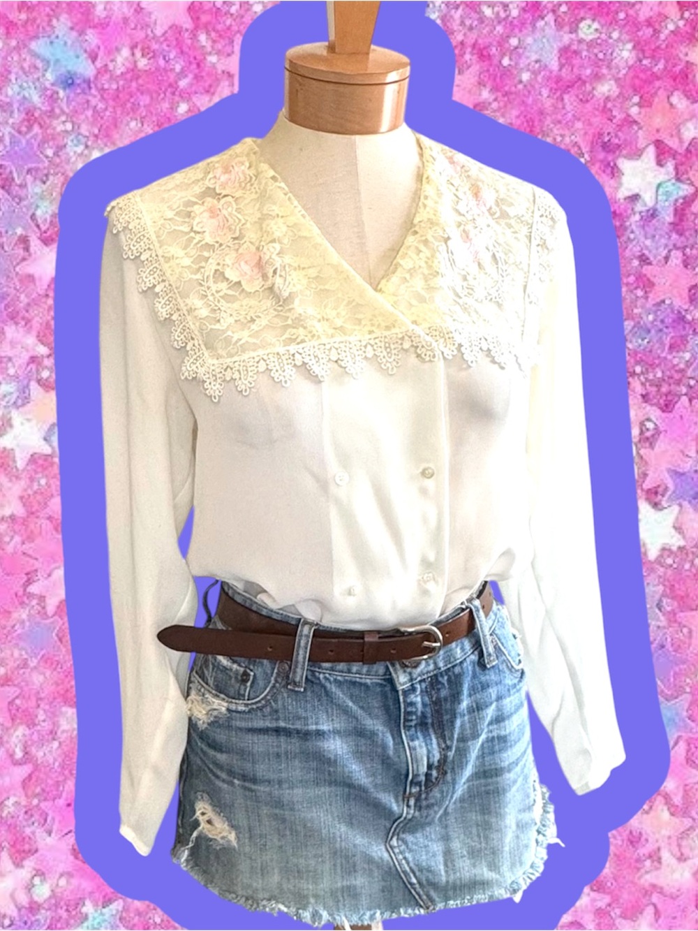 Nicola vintage 80s sailor lace blouse 6 90s shirt cache coquette Laura Ashley